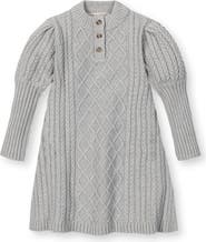 Hope & Henry Kids' Organic Long Sleeve Mock Neck Button Placket Sweater Dress