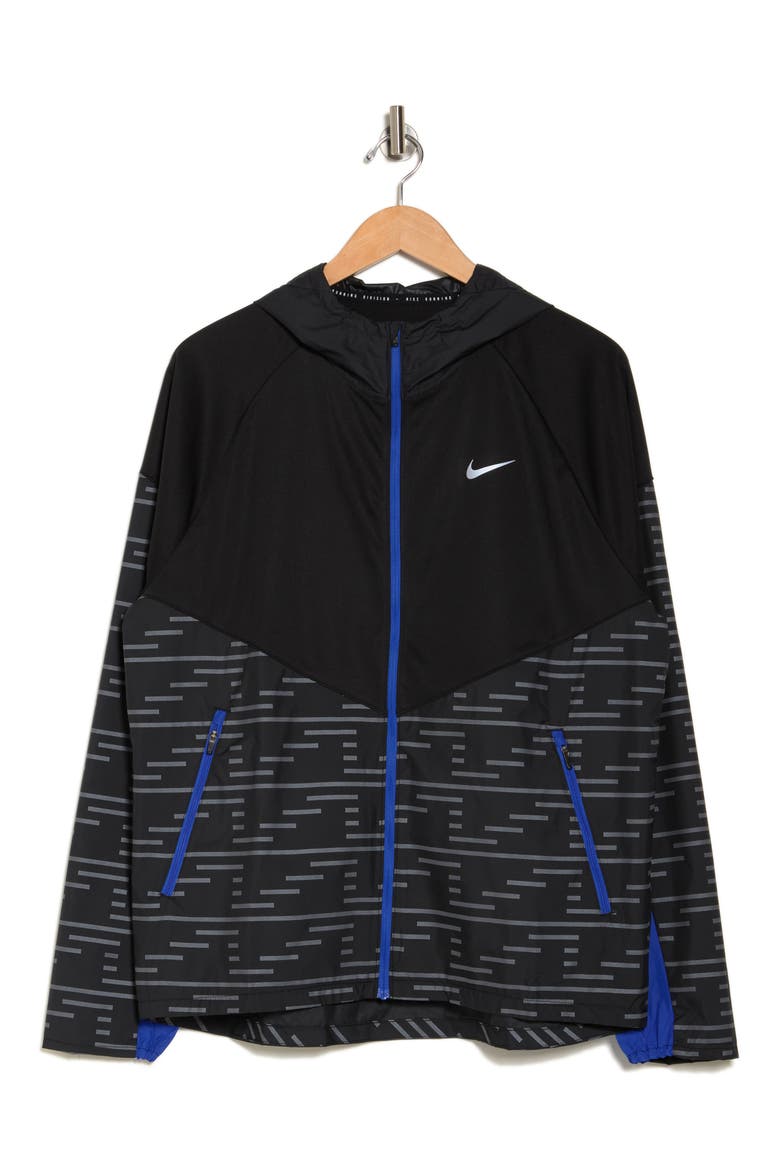 Miler Repel Running Jacket, Alternate, color, BLACK/ HYPER ROYAL/ REFL SILV