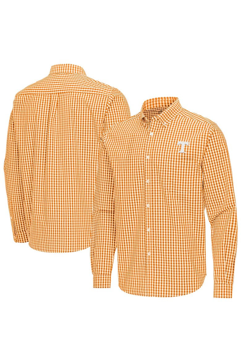 Men's Antigua Tennessee Orange Tennessee Volunteers Ellis Woven Tri-Blend Long Sleeve Button-Down Shirt, Main, color, Tennessee Orange