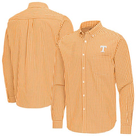 Men's Antigua Tennessee Orange Tennessee Volunteers Ellis Woven Tri-Blend Long Sleeve Button-Down Shirt