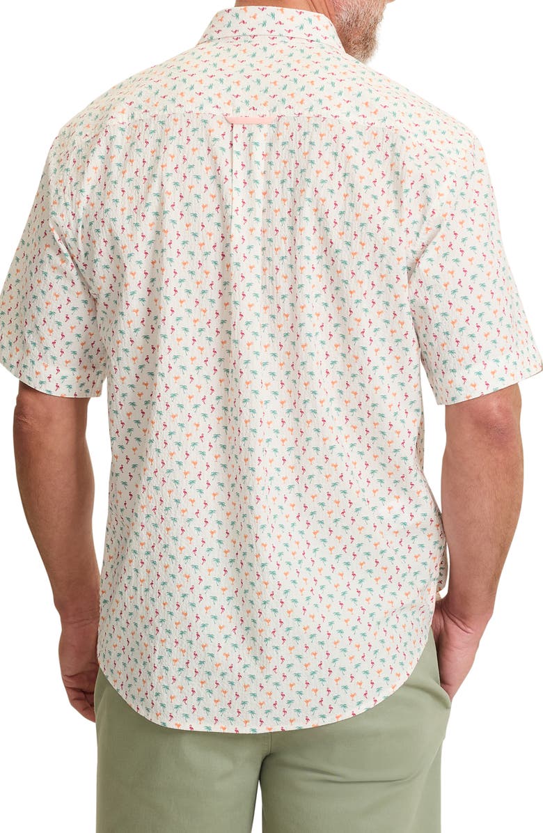 Tommy Bahama Nova Wave Flock It to You Short Sleeve Seersucker Button-Up Shirt, Alternate, color, White