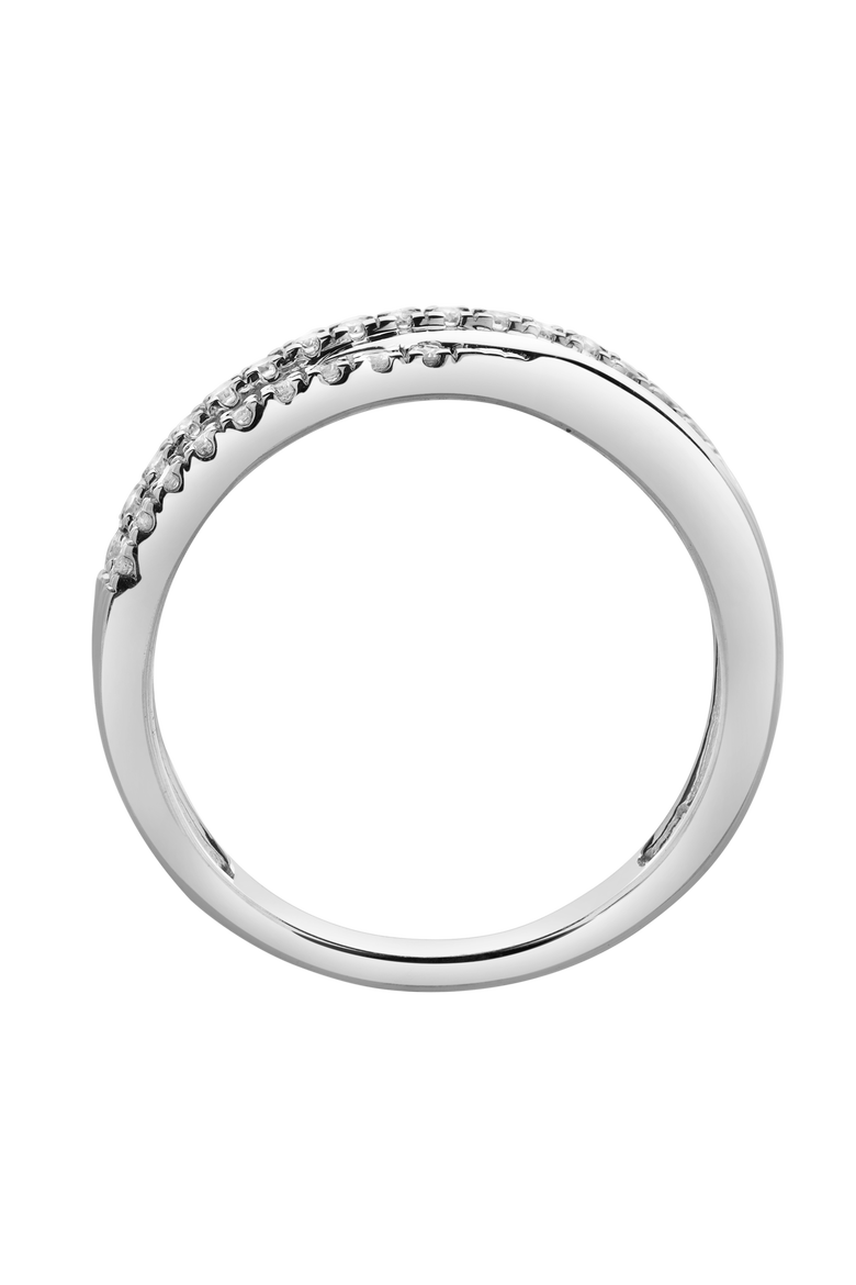 Nexus 14K Gold Round Diamond Studded Crossover Band Ring - 0.24cts, Alternate, color, 14K White Gold