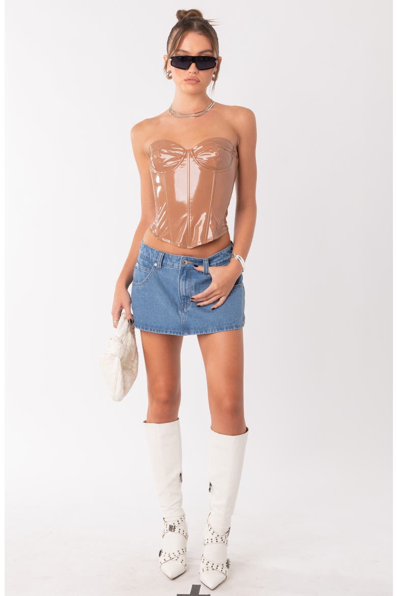 Talia Denim Mini Skort, Alternate, color, BLUE