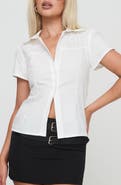Princess Polly Reverie Short Sleeve Cotton Button-Up Shirt