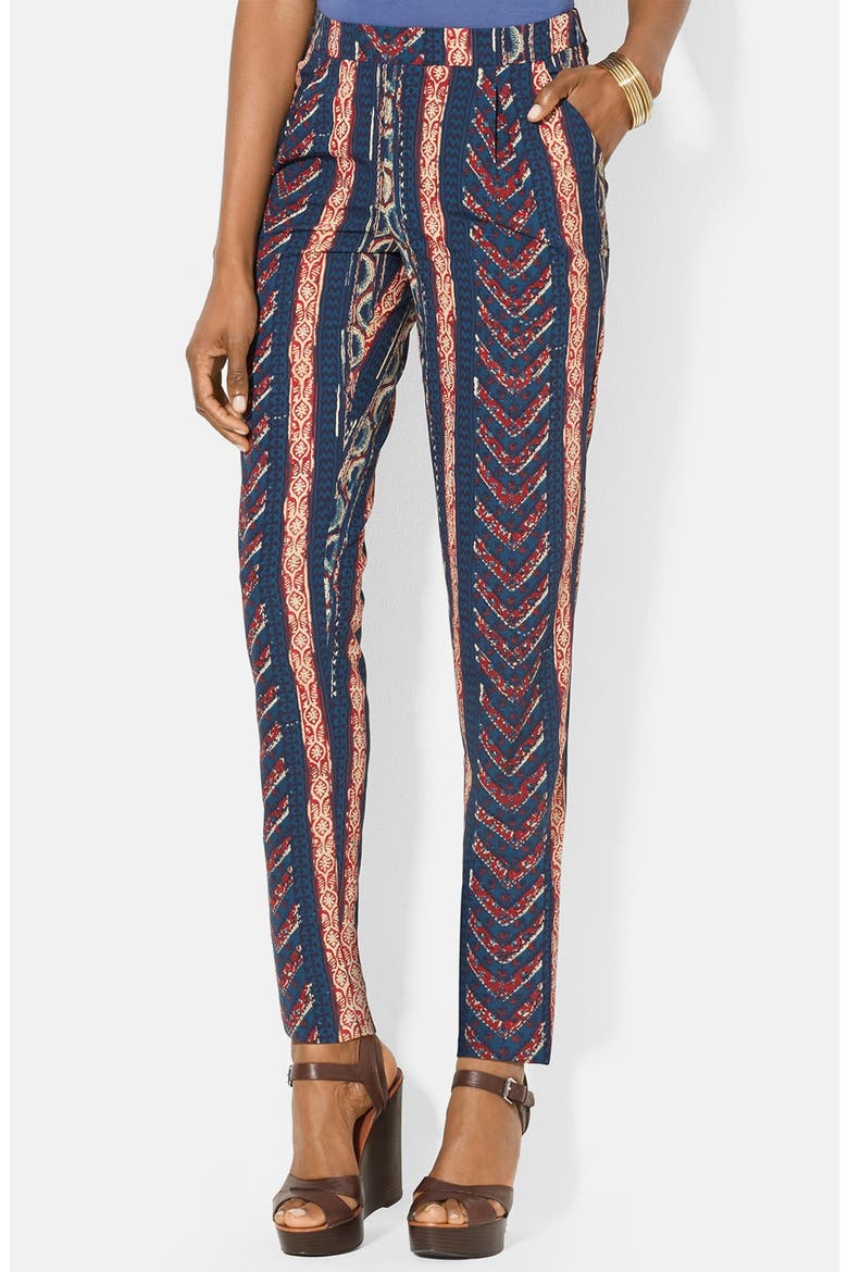 Print Slim Straight Leg Pants, Main, color, INDIGO MULTI