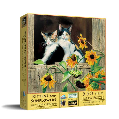 Kittens and Sunflowers 550 piece Jigsaw Puzzle for Adults