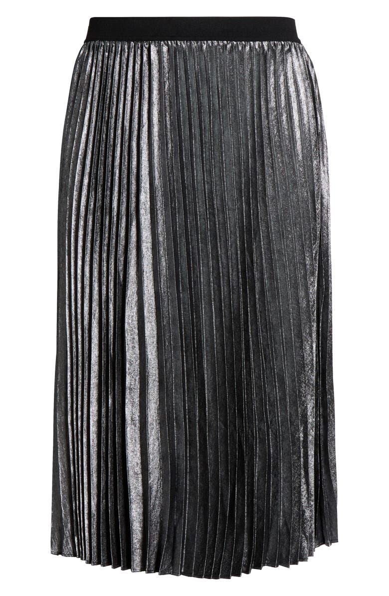 Caslon<sup>®</sup> Pleated Metallic Midi Skirt, Alternate, color, Silver