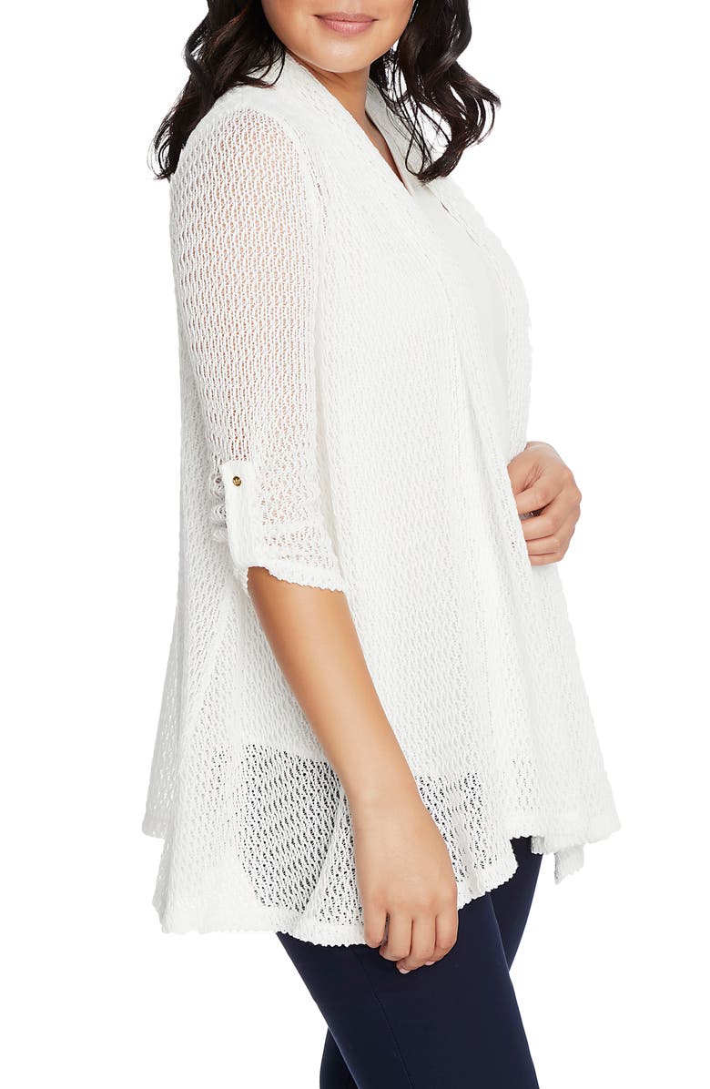 Chaus Rolled Sleeve Loose Knit Cardigan, Alternate, color,