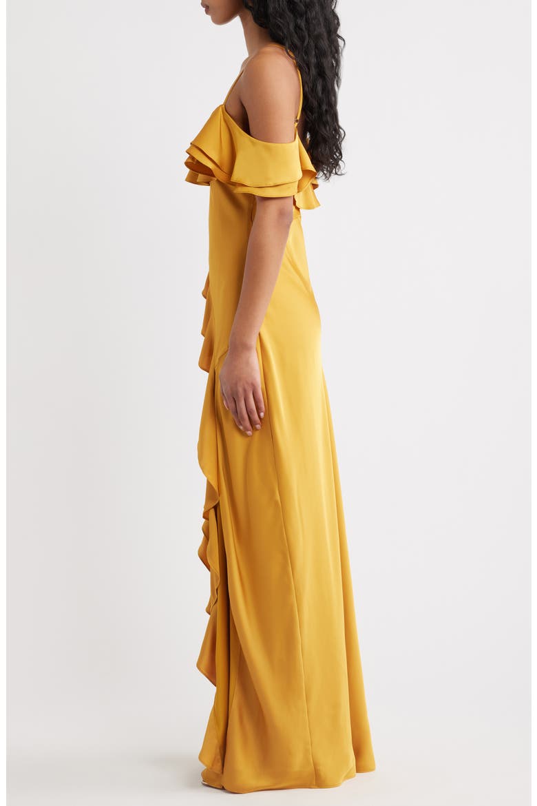 Aviva Cold Shoulder Maxi Dress, Alternate, color, MARIGOLD