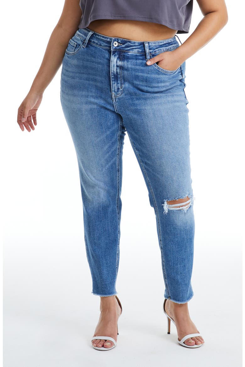 Ripped High Waist Ankle Skinny Jeans, Main, color, DARK BLUE