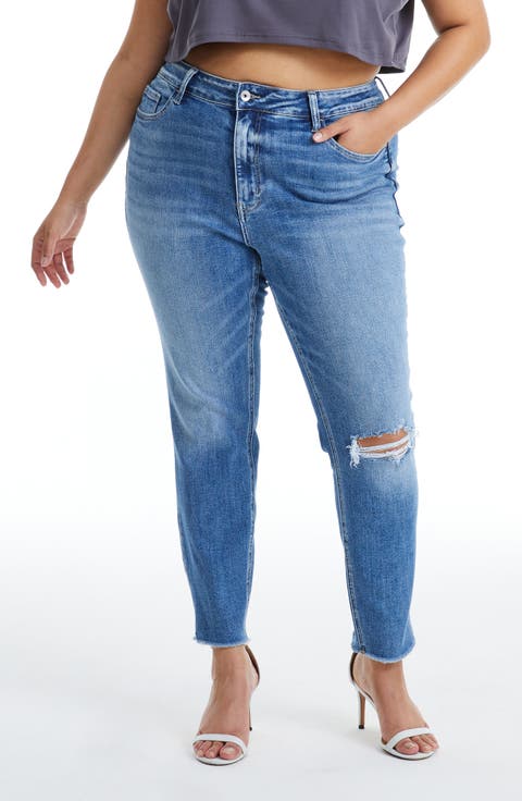 Ripped High Waist Ankle Skinny Jeans (Plus)
