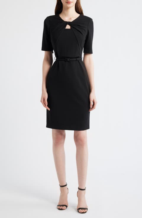 Twist Detail Crepe Sheath Dress