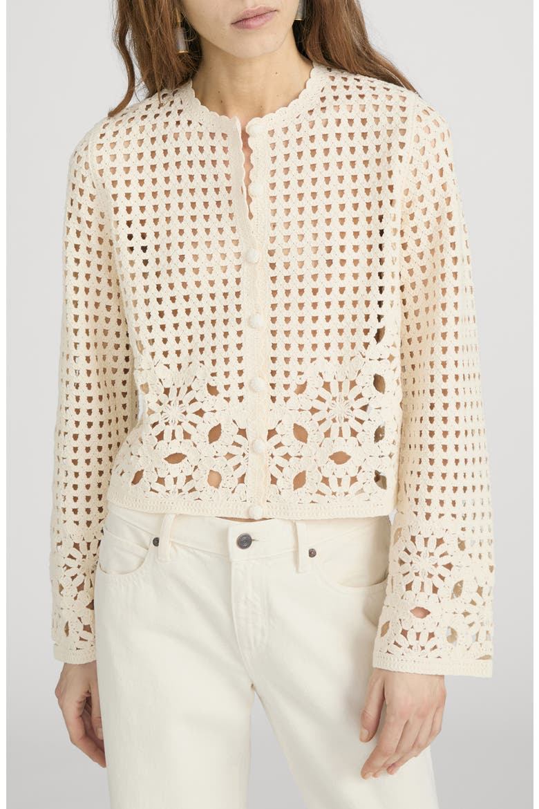 The Postcard Open Stitch Cardigan, Main, color, CREAM