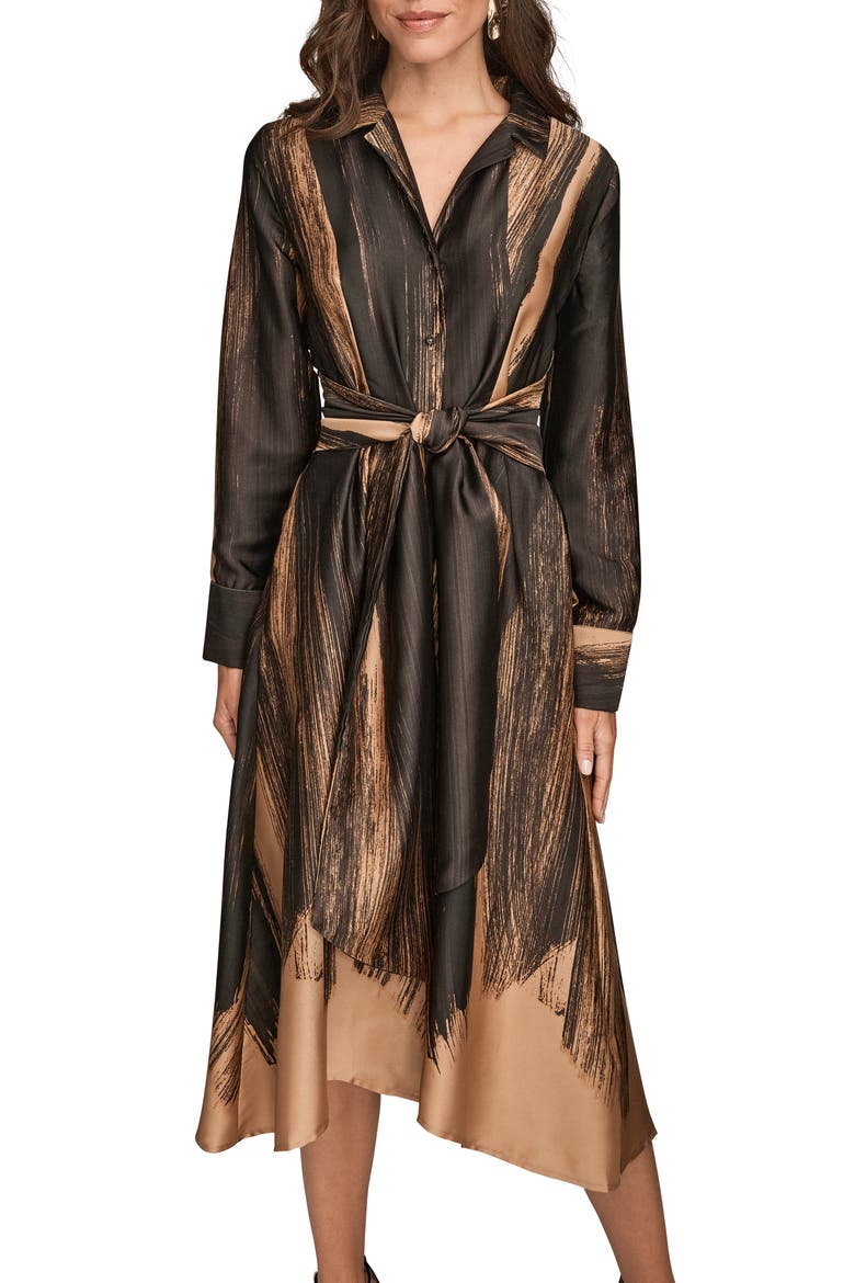 Long Sleeve Midi Dress, Alternate, color, BLACK/ FAWN