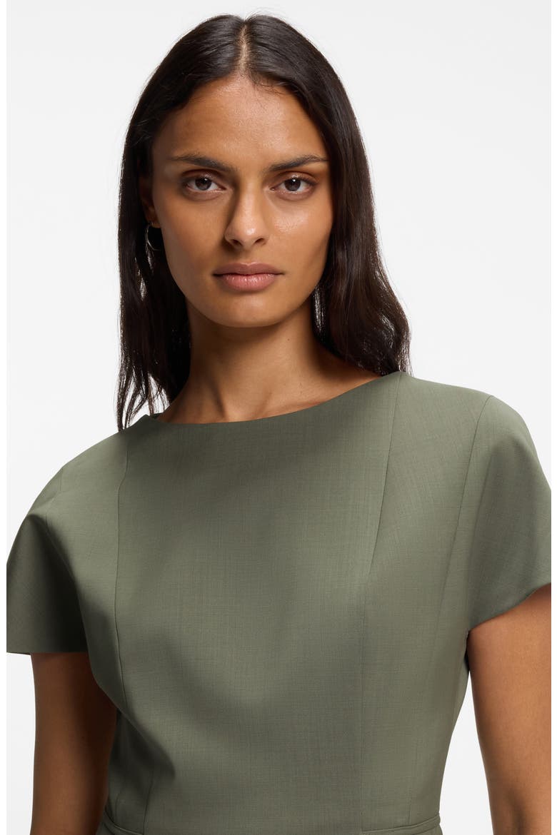 Dinerah Virgin Wool Sheath Dress, Alternate, color, TEA LEAF