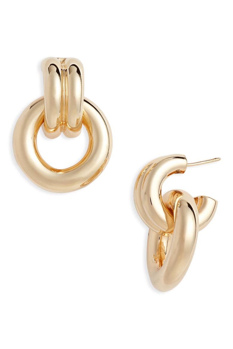 Gina Hoop Drop Earrings, Main, color, YELLOW GOLD