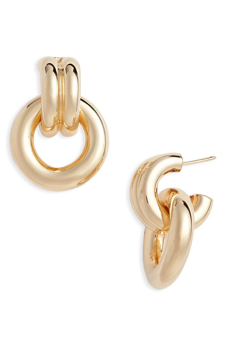 Jennifer Zeuner Gina Hoop Drop Earrings, Main, color, Yellow Gold