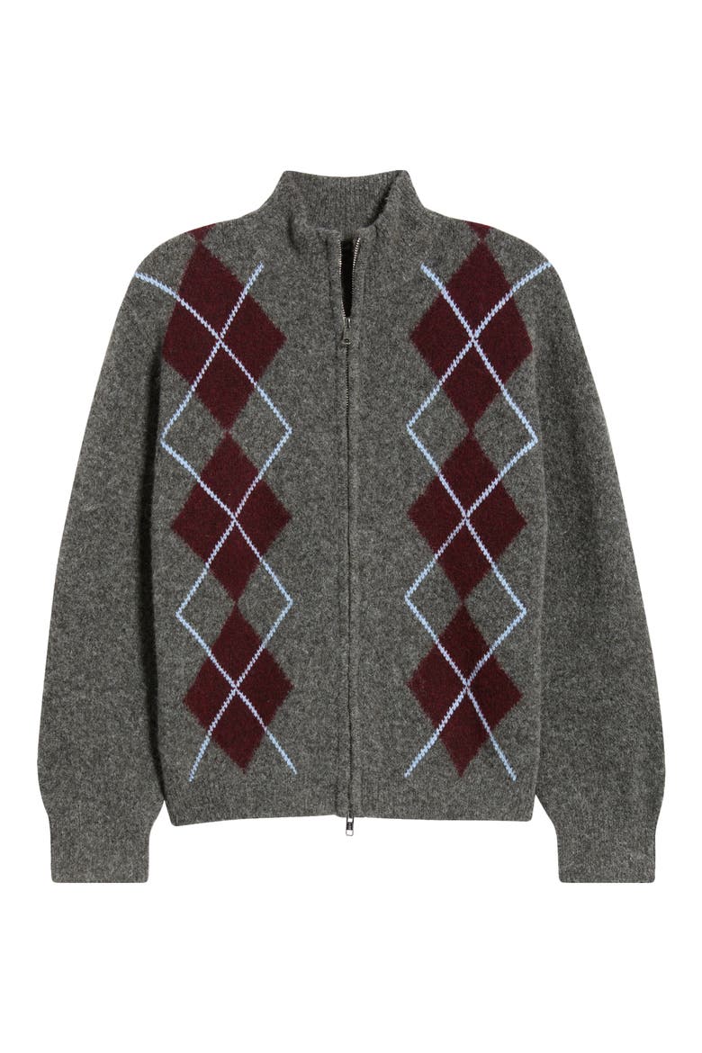 Chloe Argyle Zip Cardigan, Alternate, color, GREY ARGYLE