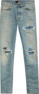 AMIRI MX1 Flannel Patch Ripped Skinny Jeans