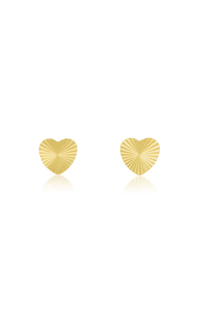 The Lovery Fine Jewelry Fluted Heart Stud Earrings, Alternate, color, Yellow Gold