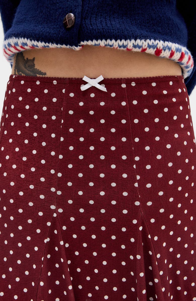 BDG Urban Outfitters Joni Polka Dot Skirt, Alternate, color, Burgundy Spot