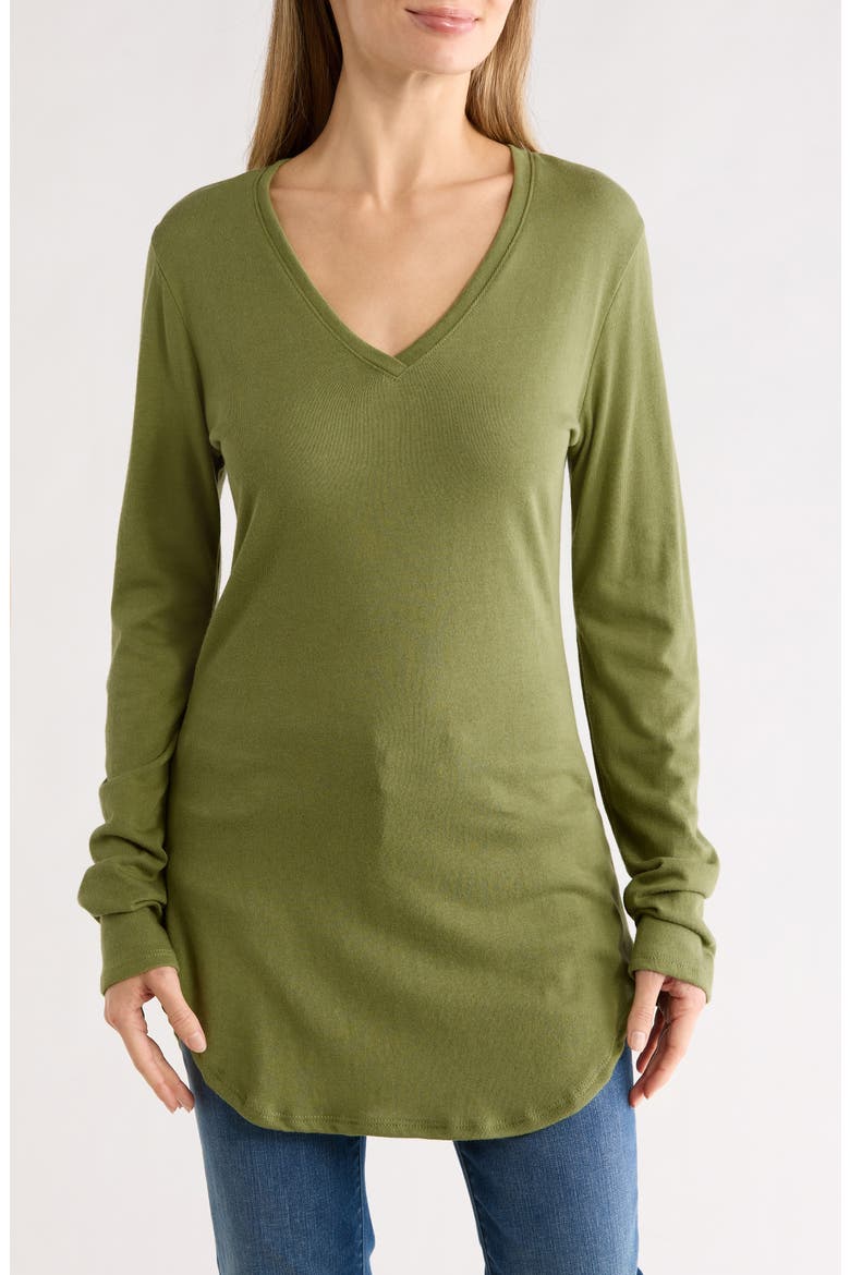 V-Neck Long Sleeve Knit T-Shirt, Main, color, AVENTURINE