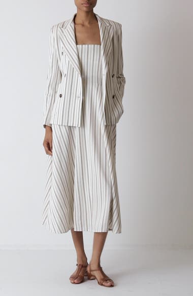 【送関込】Max Mara☆Fervida Striped Midi Dress Max Mara Fervida Stripe Bustier Cotton & Linen Midi Dress