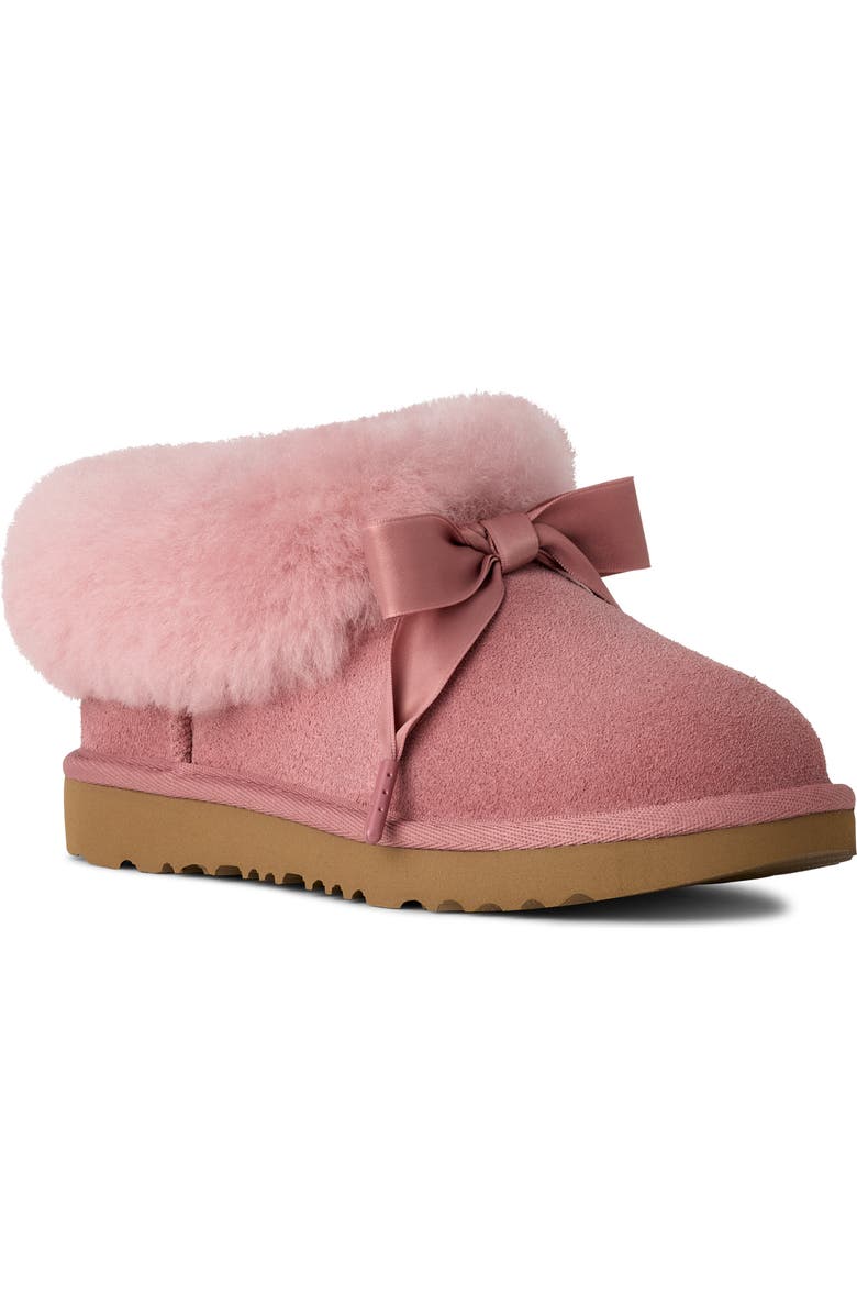 UGG<sup>®</sup> Kids' Bailey Genuine Shearling Collar Slipper, Main, color, Pink Dawn