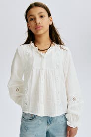 H&M Cotton Blouse With Eyelet Embroidery