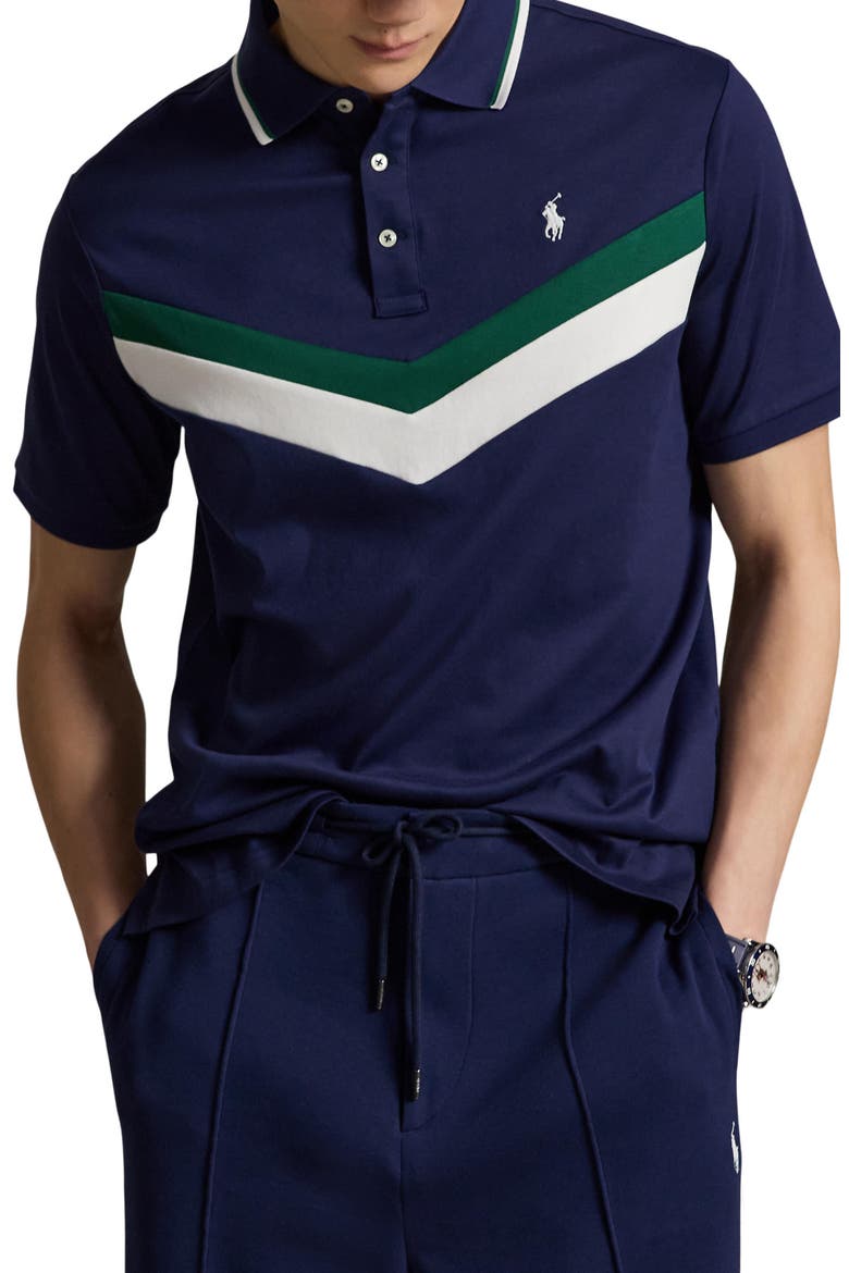 Chevron Classic Fit Soft Cotton Polo, Main, color, NEWPORT NAVY