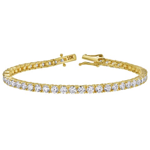 Divine 10K Yellow Gold Lab Grown Diamond Tennis Bracelet - 3.4mm