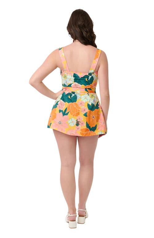 Smak Parlour 1960s Sweet & Sassy Skirted Romper In Yellow Floral