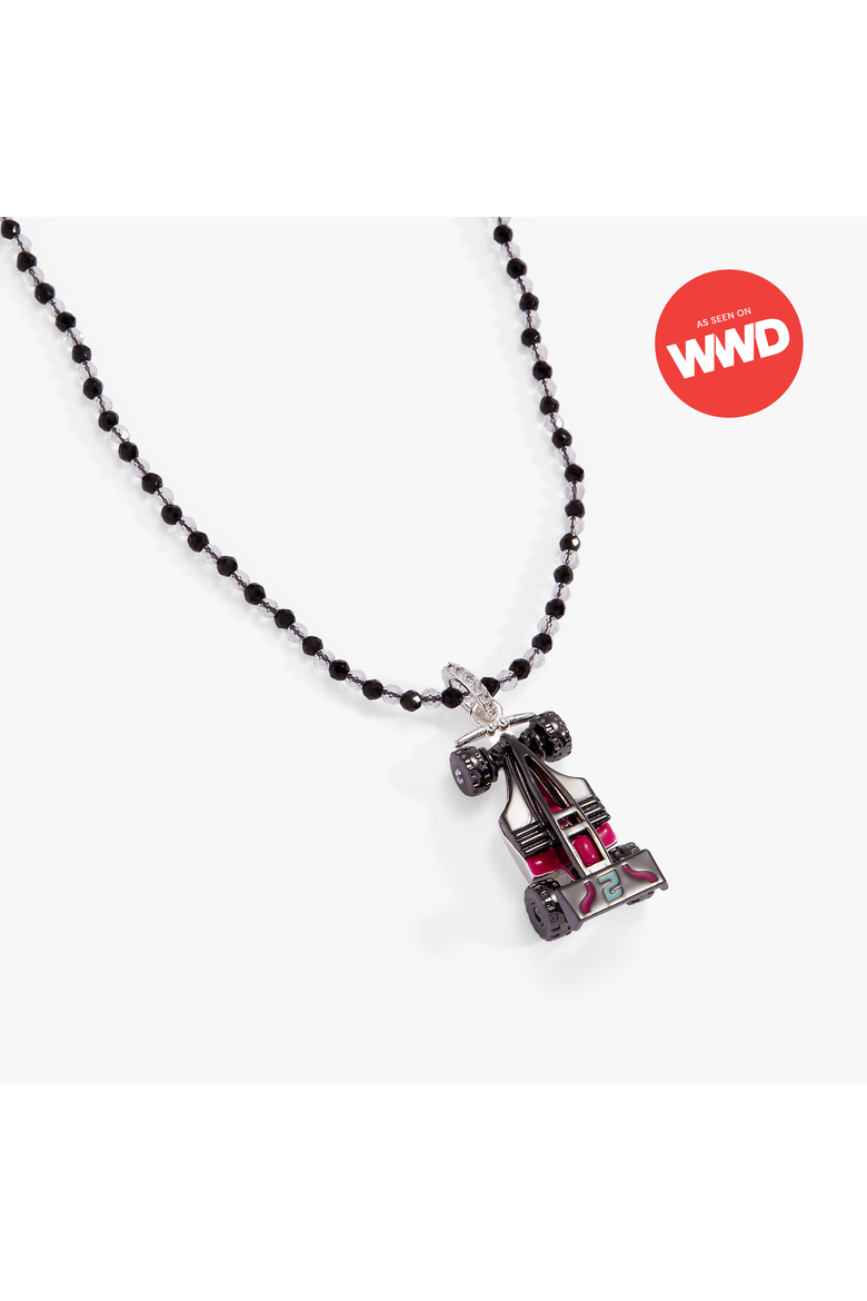 Hot Wheels Racecar Pendant Necklace, Main, color, Silver