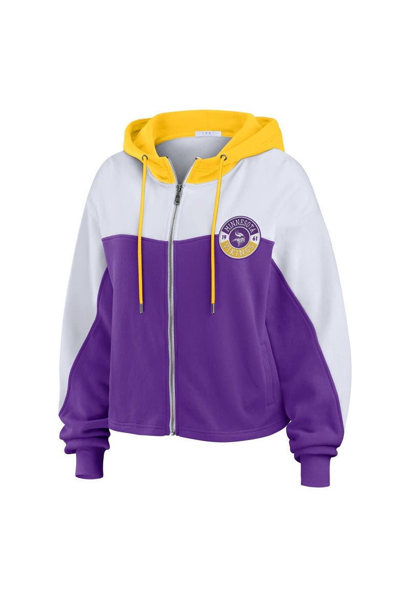 Women's WEAR by Erin Andrews Purple Minnesota Vikings Plus Size Color Block Full-Zip Hoodie, Alternate, color, Purple