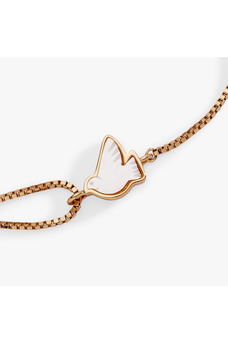 Dove 'Peace' Mother of Pearl Pull Chain Bracelet, Alternate, color, Gold