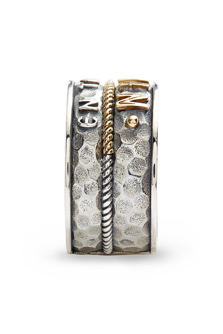 Stavros Script Ring, Alternate, color, SILVER/ GOLD
