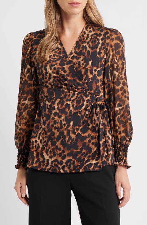 Smocked Cuff Wrap Top