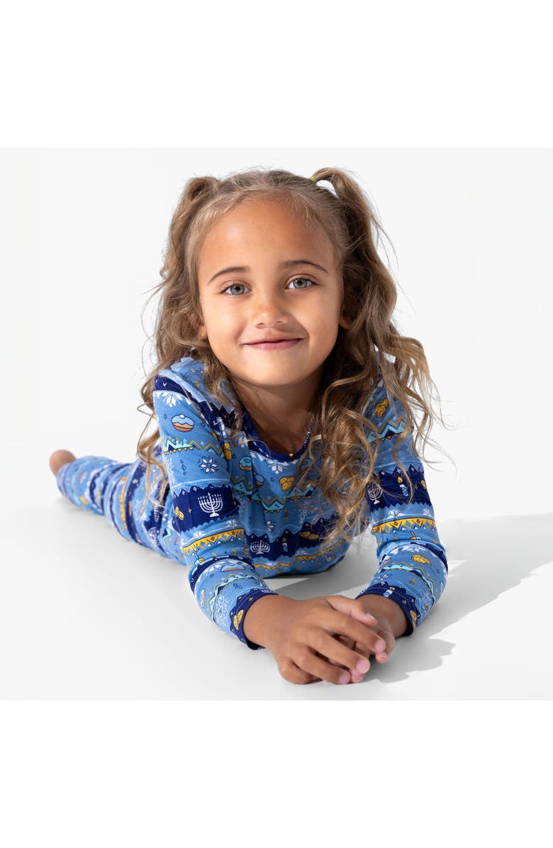 Bellabu Bear Kids' Hanukkah Fair Isle Set of 2 Piece Pajamas, Alternate, color, Hanukkah Fair Isle