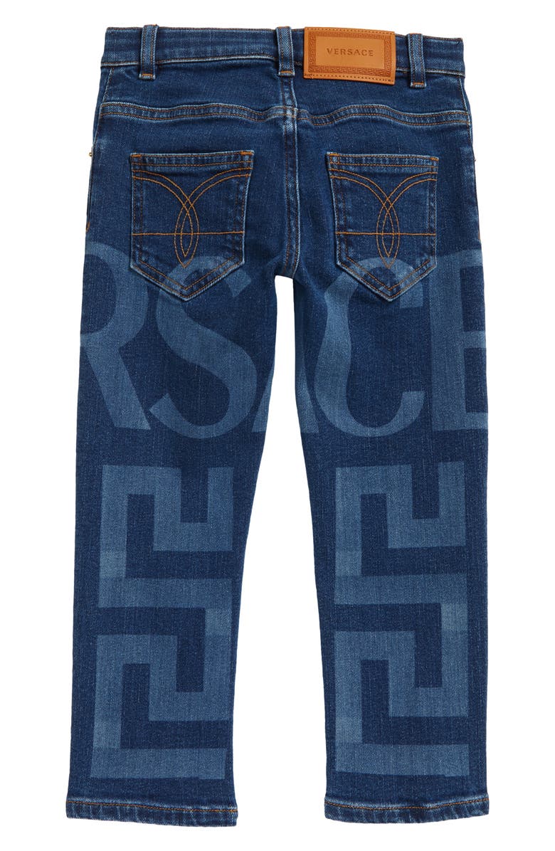 Versace Kids' Greca Logo Jeans, Alternate, color, 