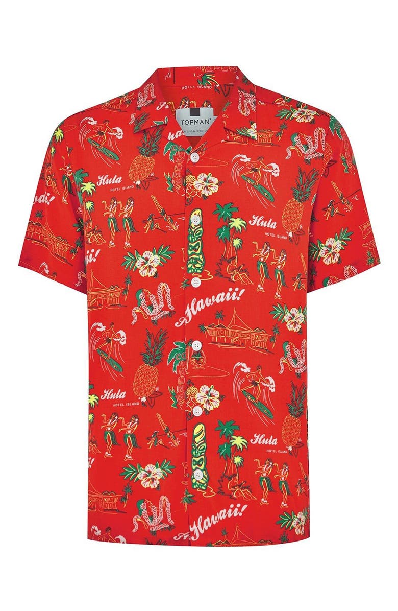Topman Classic Fit Hawaiian Shirt, Alternate, color, 