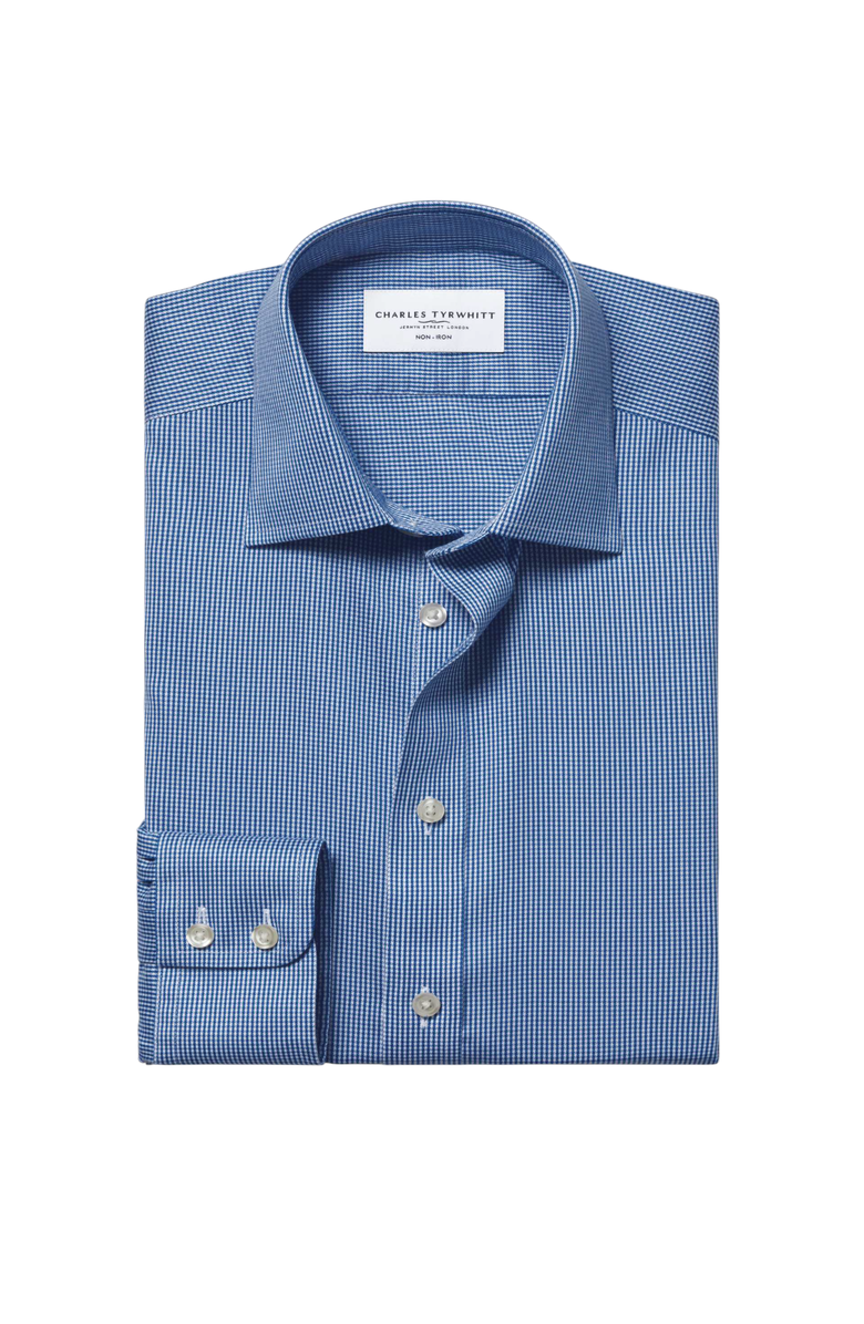 Charles Tyrwhitt Non-Iron Puppytooth Shirt, Alternate, color, Royal Blue