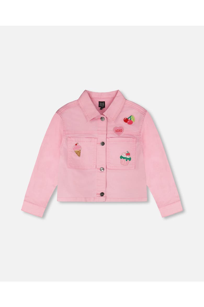 Embroidered Patches Denim Jacket, Main, color, Pink