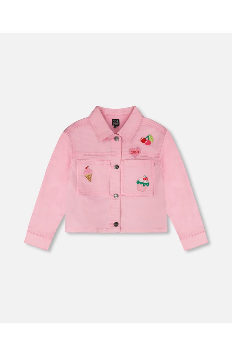 Deux par Deux Embroidered Patches Denim Jacket, Main, color, Pink