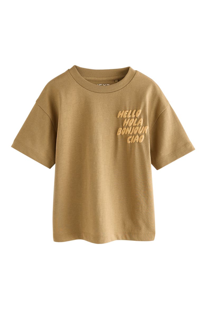 Kids' Hello Motif Graphic T-Shirt, Main, color, BROWN