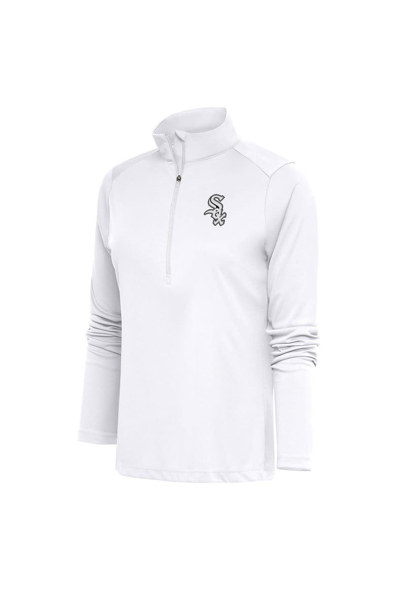 Women's Antigua  White Chicago White Sox Brushed Metallic Tribute Half-Zip Pullover Top, Main, color, White