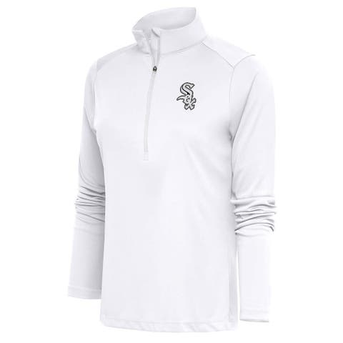 Women's Antigua  White Chicago White Sox Brushed Metallic Tribute Half-Zip Pullover Top