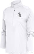 ANTIGUA Women's Antigua White Chicago White Sox Brushed Metallic Tribute Half-Zip Pullover Top