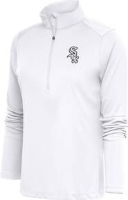 ANTIGUA Women's Antigua White Chicago White Sox Brushed Metallic Tribute Half-Zip Pullover Top