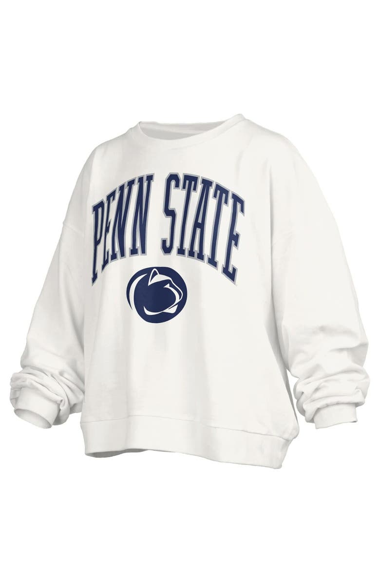 PRESSBOX Women's Pressbox White Penn State Nittany Lions Janise Arch Over Logo Waist Length Oversized Pullover Sweatshirt, Alternate, color, White
