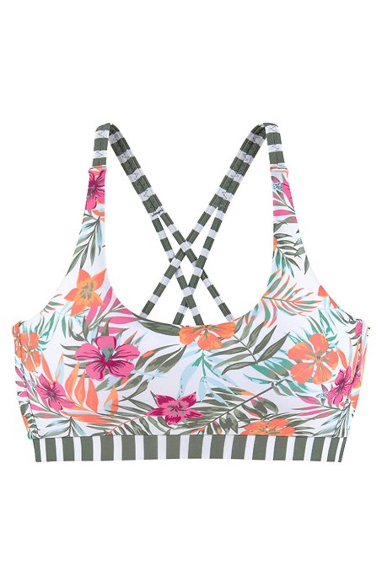LASCANA Women's Mixed Print Scoop Bikini Top, Alternate, color, White Printed